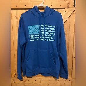 Columbia Navy Hoodie with Fish Graphic
